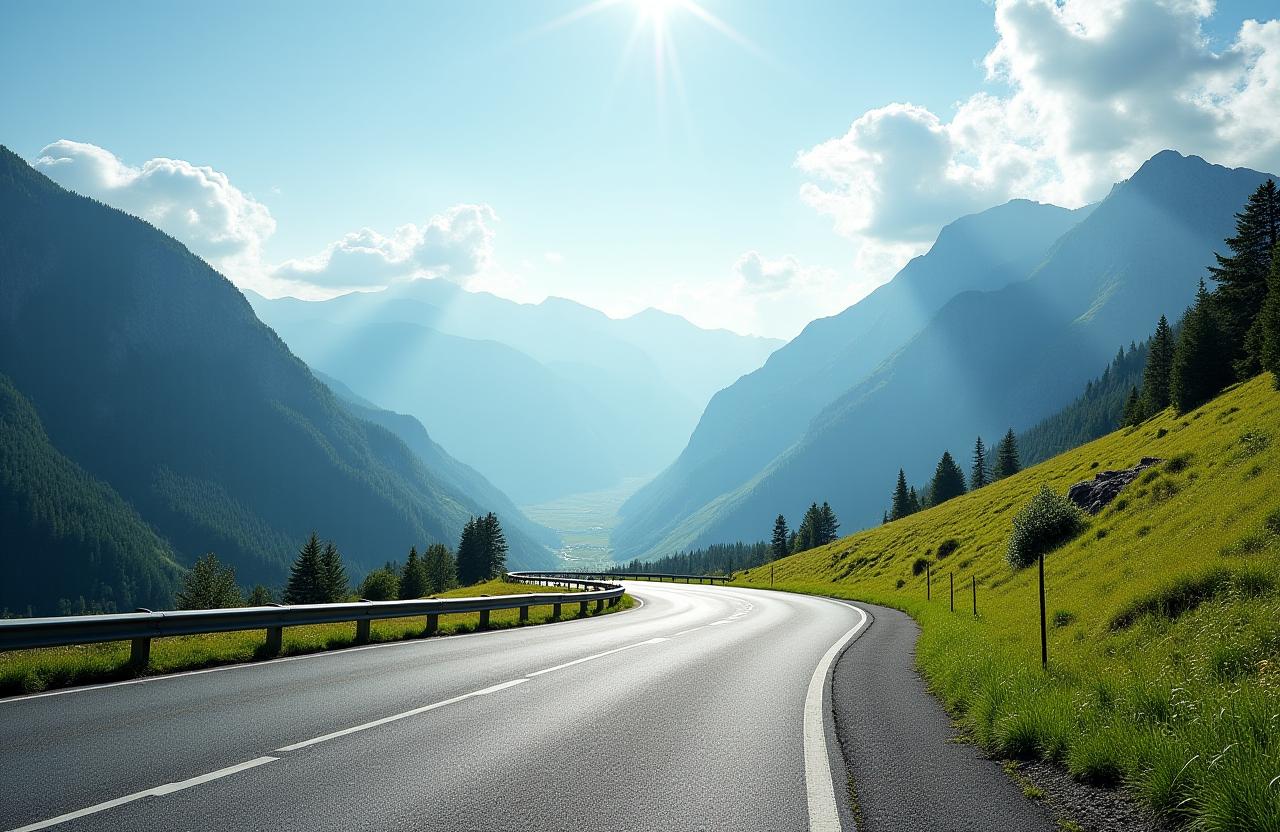 Panoramablick auf eine alpine Bergstraße in Österreich