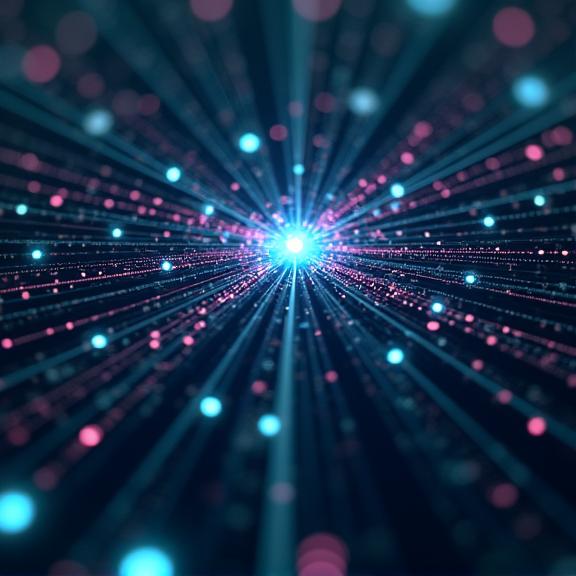 Abstrakte Visualisierung von vernetzten Datenpunkten und Code